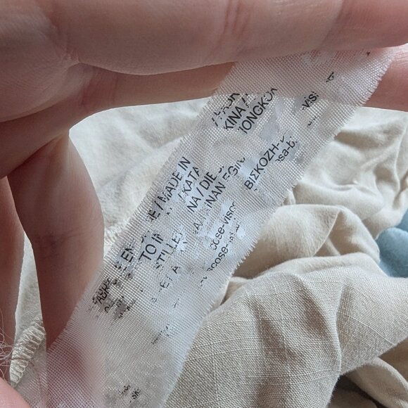 Stradivarius, Linen-like Oatmeal-beige Roll-up Sleeve Blouse, Size L - Picture 12 of 13